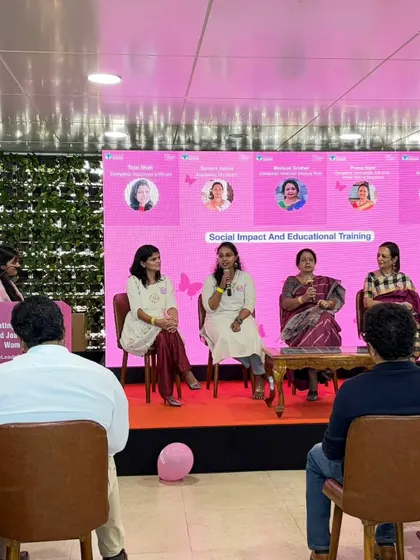 Speaking to the audience at the Manipal Hospital event. It was inspiring to connect with fellow entrepreneurs and celebrate women in leadership.