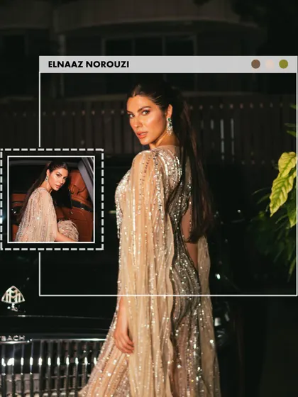Here is the full look I styled for Elnaaz Norouzi for the Global Spa Awards. The sheer gown with feather details, paired with statement jewelry, created a perfect golden girl moment.
