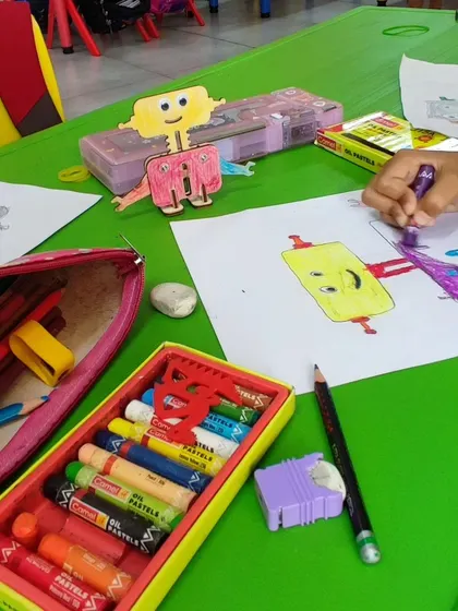 It's coloring time! A student did a pretty accurate drawing of our Springbot. We love seeing kids get creative and add their own artistic touch to our robot designs.