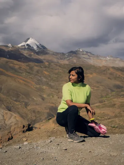 A portrait of me taking a moment to soak in the incredible views of Spiti Valley. Travel for me is as much about being in the moment as it is about capturing it.