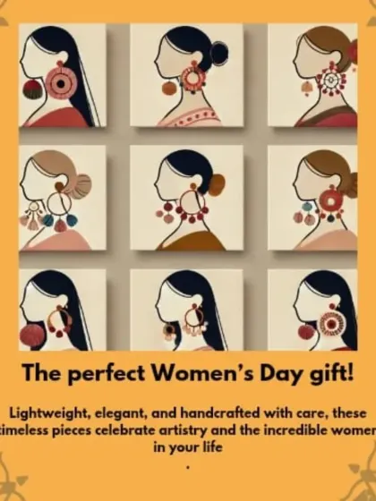 An illustrative graphic showing the versatility of our crochet earrings. They are the perfect Women's Day gift, celebrating artistry and the incredible women in your life.