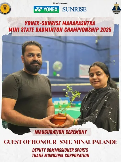 Smt. Minal Palande being felicitated at the inauguration ceremony. I make it a point to honor all dignitaries for their contribution to sports.