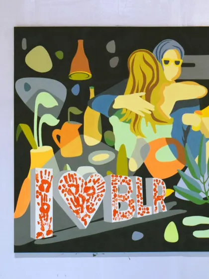 Another view of the interactive 'I Love BLR' artwork. It captures the personal touch and emotional investment of the employees who helped create this piece for their workplace.