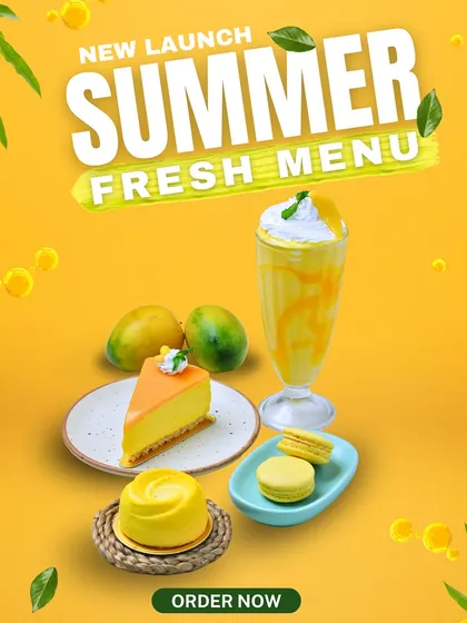 Announcing our summer fresh menu, the "Mango Fiesta," featuring a range of mango-based desserts from cheesecakes to macarons.