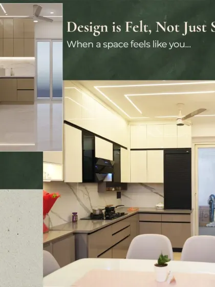 Design is a feeling, not just a sight. This collage shows the journey of a client's kitchen from a 3D design to a tangible, beautiful reality, proving that a space can truly feel like you.