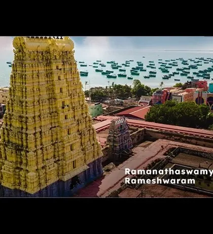 The Ramanathaswamy Temple in Rameshwaram is one of the twelve jyotirlingas, sanctified by Lord Rama himself. Its long corridors with aesthetically carved pillars are a marvel of temple architecture.