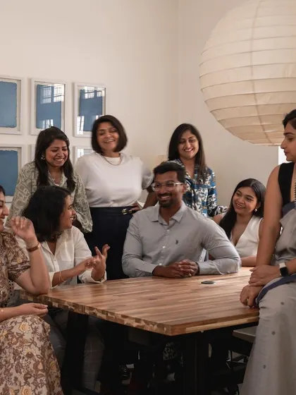 The Weespaces team around the conference table in our studio. We believe the best ideas come from working together, and this is where the magic begins for every project.