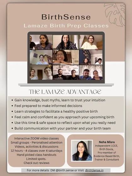 Discover the Lamaze advantage. My birth prep classes are designed to give you knowledge, bust myths, and help you feel calm and confident as you approach your birth. (Duplicate of 58)