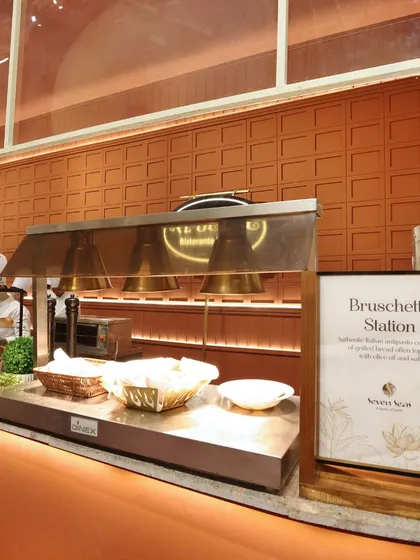 A dedicated "Bruschetta Station" at one of our events. This simple yet elegant concept allows guests to enjoy a classic Italian appetizer, freshly prepared and customized with various toppings.
