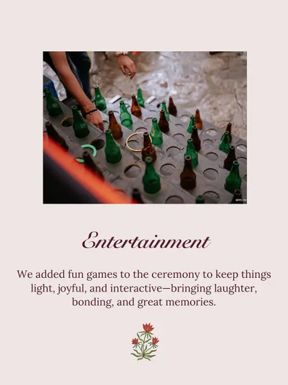 A graphic highlighting the importance of entertainment and fun games to create a joyful and interactive ceremony.
