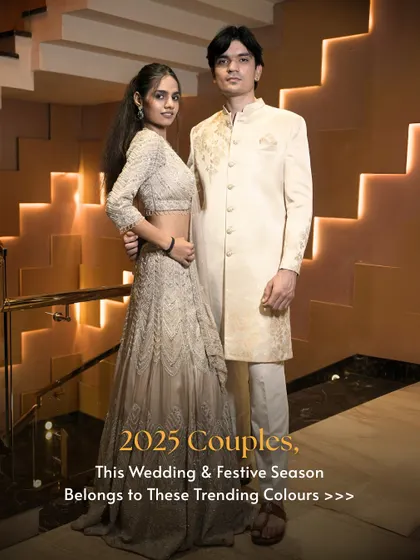 This is what 2025 couple goals look like. Coordinated, stylish, and ready for the wedding and festive season in trending colors.