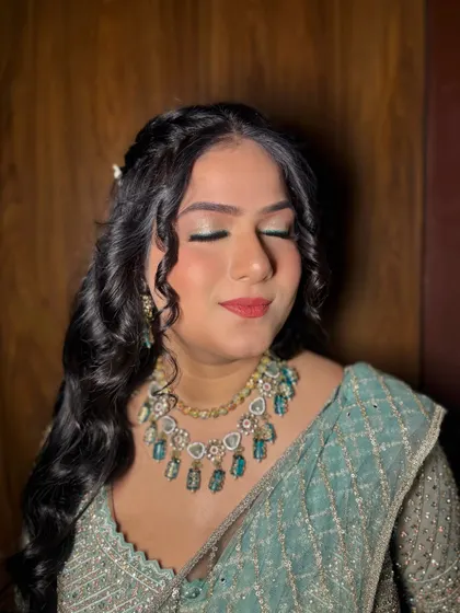 A close-up of the client's eye makeup.