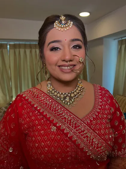 Another angle of this radiant bridal look. The makeup is carefully applied to ensure it looks perfect from the front and in profile.