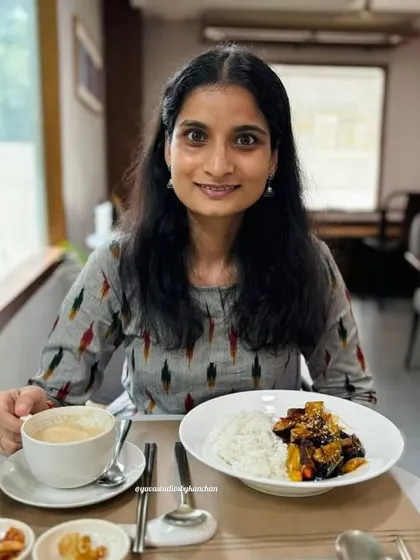 Looking stunning in our bestselling grey Ikat Kurta Pant set. Our beautiful customer knows how to make a statement in style while enjoying a meal.