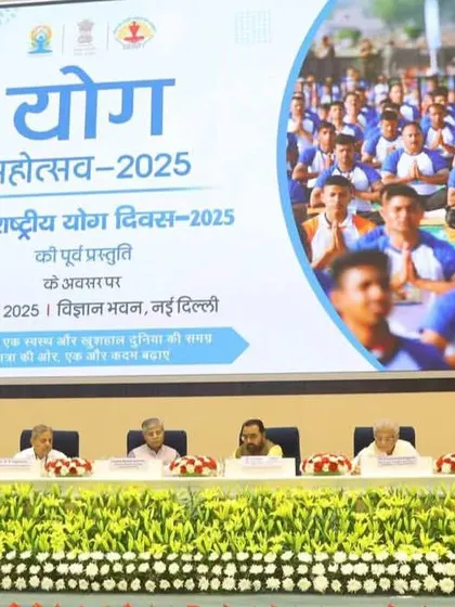 The main stage at the Yoga Mahotsav 2025, an event organized in preparation for International Yoga Day. I was part of the panel of experts at this event.