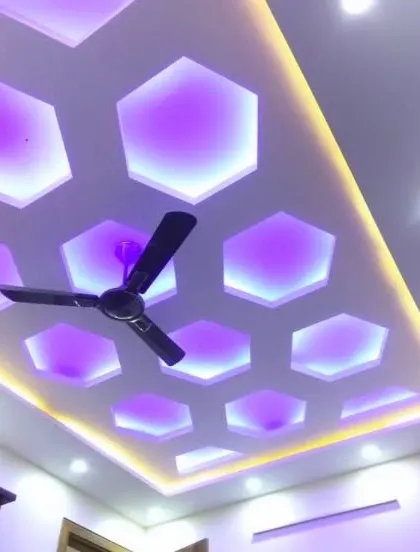 Want a bold, modern vibe? Check out this honeycomb pattern with purple backlighting. I can create custom shapes and use dynamic LED colors to match your style.