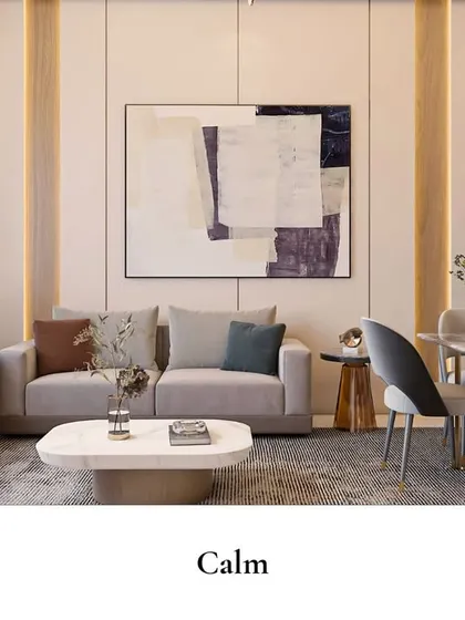 A perfect blend of soft tones, thoughtful decor, and calming energy. This living room is designed for comfort, where mornings start with sunlight and evenings are wrapped in serenity.
