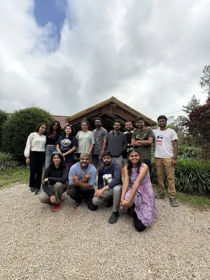 Another group shot outside a beautiful, traditional-style homestay. We choose places that add to the charm of the trip.