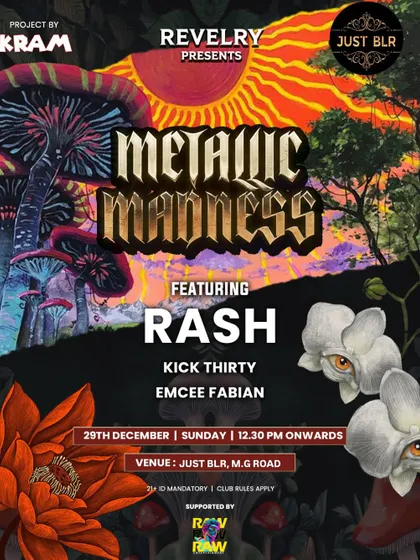 The poster for 'Metanic Madness', a Sunday noon techno event. I enjoy switching to techno to explore different rhythms and energies.