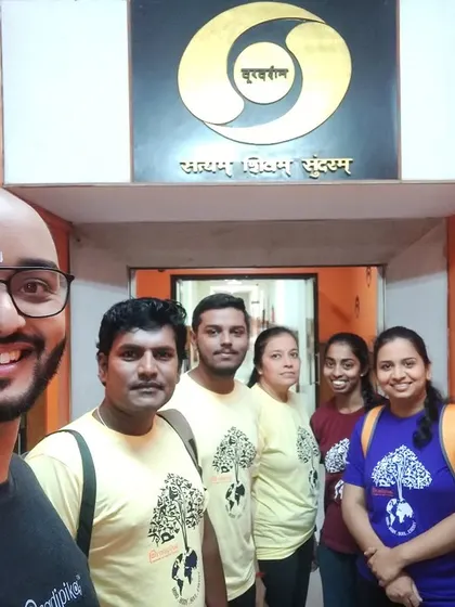 Our team at the DD Chandana studio for a yoga recording. This represents our effort to extend our educational outreach beyond the studio and contribute to the wellness of the broader community.