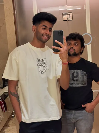 Another session with Mayank Yadav, keeping his look sharp.