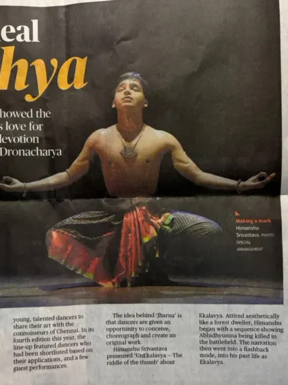 Another shot of the review in The Hindu. The critic's words on the integrity and intent of the performance mean a great deal to me and validate the path I have chosen with this production.