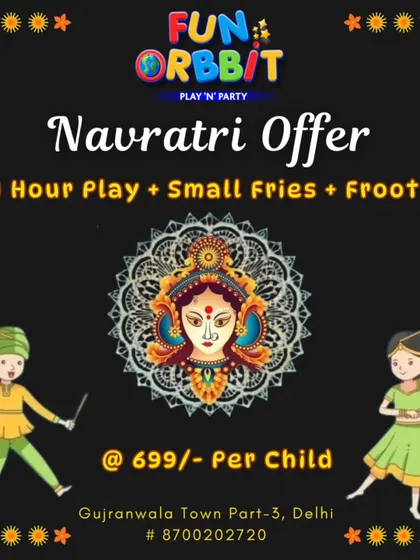 Celebrating Navratri with a special offer. This deal included an hour of play plus fries and a drink, giving families a festive way to have fun.