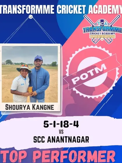 Another Player of the Match award for Shourya Kangne for his 4-wicket haul against SCC Anantnagar.