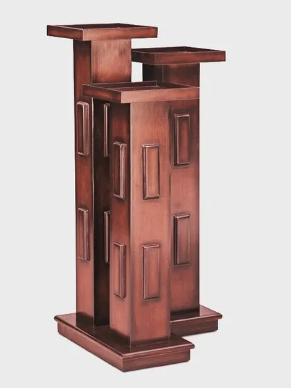 This wooden corner unit is designed to maximize storage and display space. Its tiered structure and solid wood construction make it a sturdy and attractive piece for showcasing plants, photos, or other decorative items.