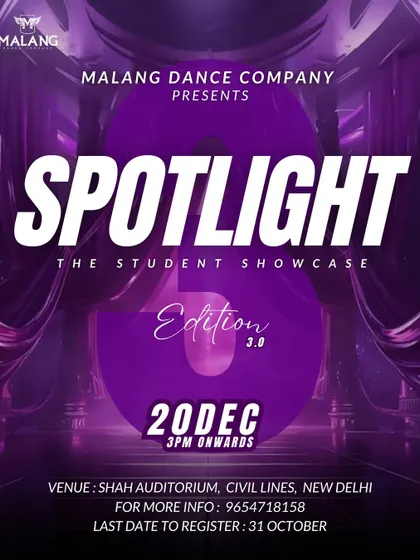The official announcement for Spotlight 3.0, our annual student showcase! This is the event our students work towards all year, giving them a platform to shine on a grand stage.