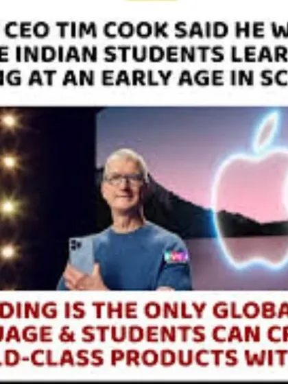 Apple CEO Tim Cook has said he wishes to see Indian students learning to code at an early age. I share this vision. Coding is the new universal language, and I am teaching it to the next generation of world-class creators.