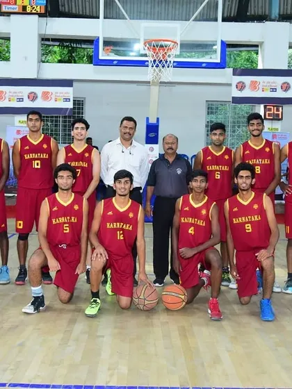 Representing Karnataka at an All India Basketball Tournament.