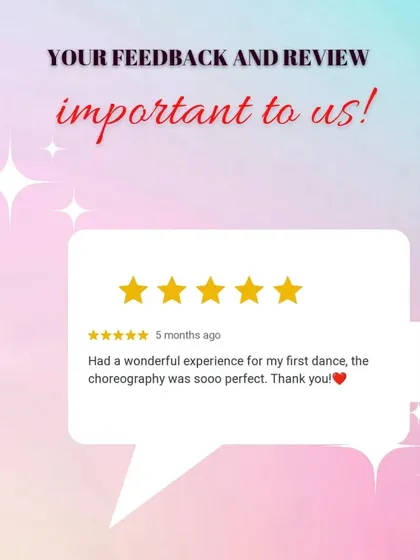 "Had a wonderful experience for my first dance, the choreography was sooo perfect." Your first dance as a couple is a special moment, and I work hard to make the choreography feel perfect for you.