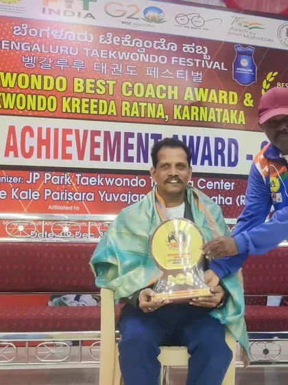 I was deeply honored to receive the Taekwondo Kridarathna Karnataka Lifetime Achievement Award. I dedicate this to my students, parents, and family who have supported this journey.