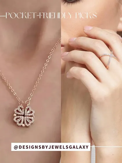 A pocket-friendly pick from Jewels Galaxy. This clever four-leaf clover necklace is a versatile piece that can be worn in two different ways, making it a great addition to any jewelry collection.