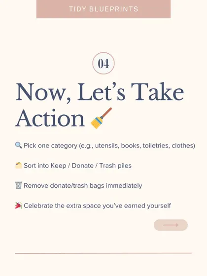 You've got the boxes and labels, but you're still holding on to too much. This post helps you take action by sorting into Keep, Donate, and Trash piles.