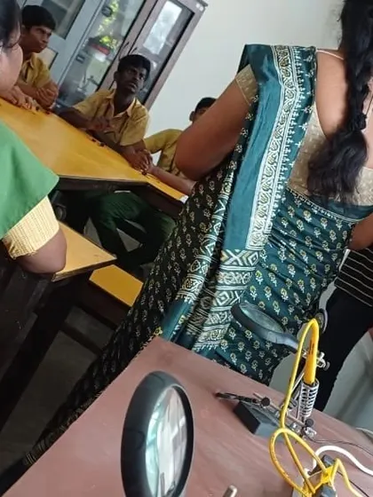 A facilitator conducting a paper circuit workshop at the Clarke School electronics lab in Chennai. It's wonderful to see our remote programs in action.