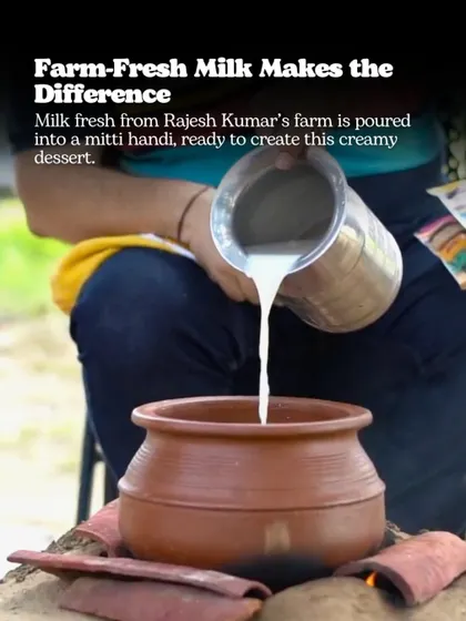 What makes our Makhana Kheer so special? It starts with farm-fresh milk, poured into a mitti handi, ready to be slow-cooked over a chulha. This is tradition in a pot.