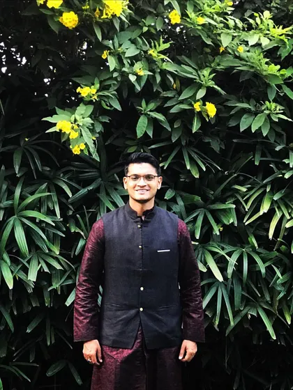A portrait taken at a wedding event. I pride myself on maintaining a professional and polished appearance while delivering a high-energy performance.