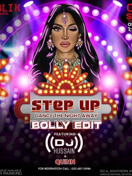 A creative flyer for a "Bolly Edit" night at Publik, featuring me and DJ Hussain.