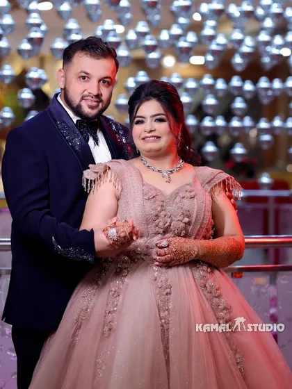 A series of portraits from an engagement, capturing the couple's love against a backdrop of sparkling disco balls.