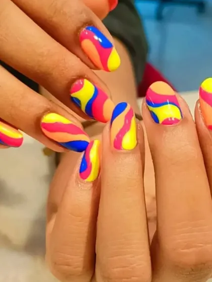 Another angle of our bright and colorful abstract wave design, perfect for making a fun statement.