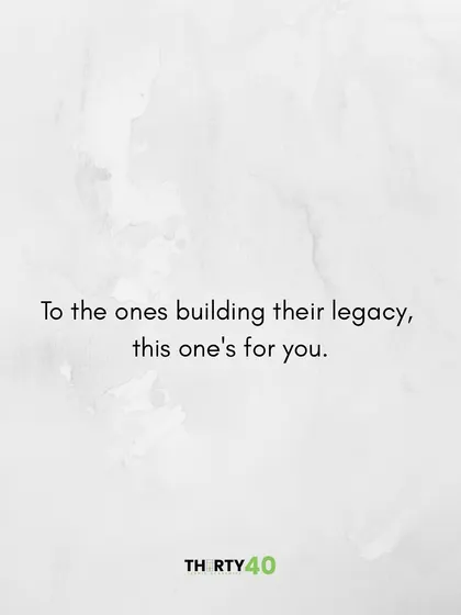 To the ones building their legacy, this one's for you. We see you and we are rooting for you.