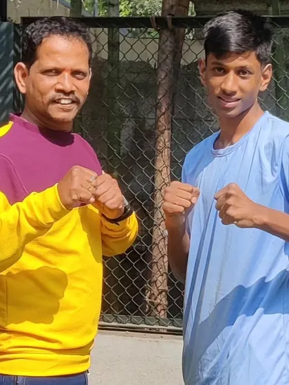 Posing with my student, Mohit Kumar R., before he left to compete in the CISCE National Level Boxing Championship. The journey to a championship begins long before the first bell rings.