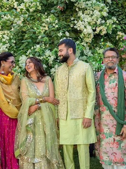 A happy family portrait from the evening celebration in Goa.