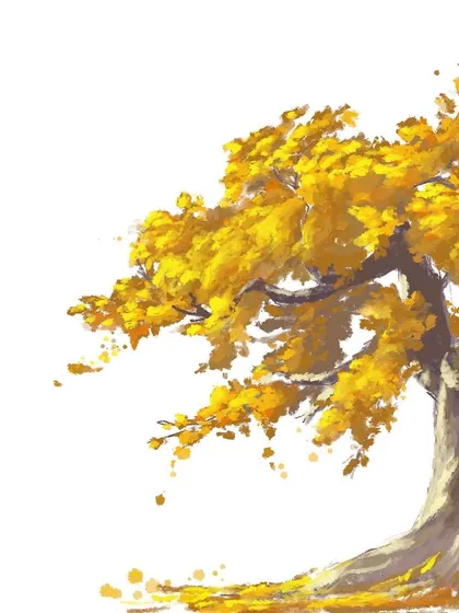 A quick digital painting study of a tree with golden leaves. I often do these studies to practice capturing different forms and colors in nature.