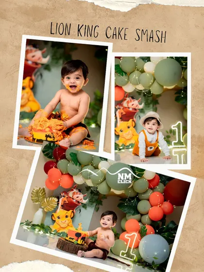 A roaring good time with this Lion King themed cake smash. We love creating setups based on your child's favorite characters to make their first birthday unforgettable.