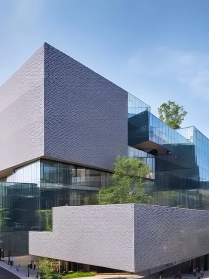 Option 3, a design based on stacked and shifted glass and solid boxes.