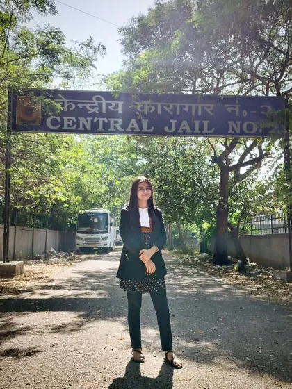 Standing outside Central Jail, Tihar. These visits are a sobering reminder of the human side of the law and the importance of ensuring fair representation for everyone.