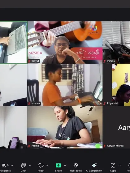 Our music programs are accessible to everyone, everywhere. This screenshot shows one of our interactive online group classes, where students learn and collaborate from home.